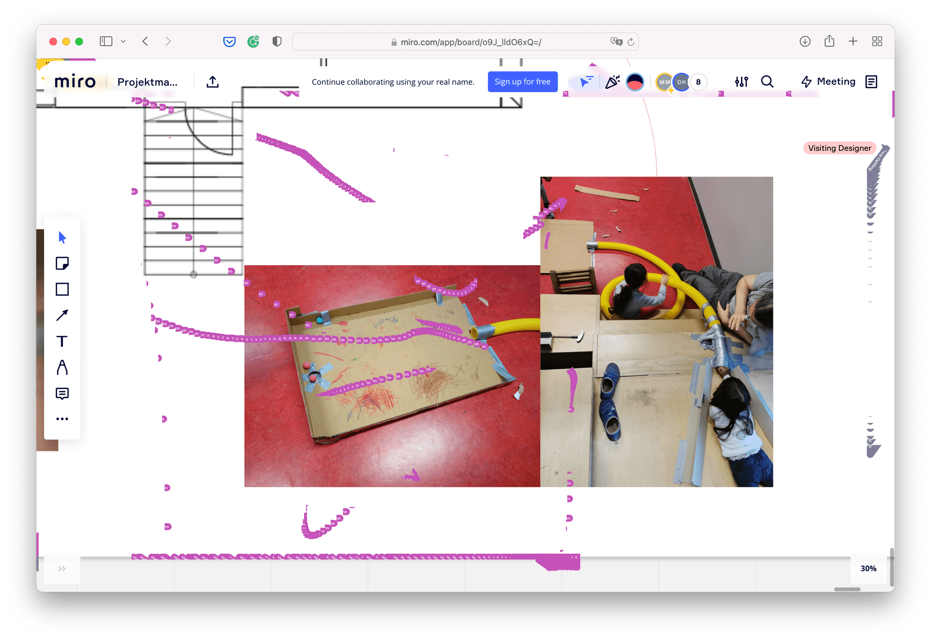 Screenshot Miro Board: Dokumentation des Mikrogolf Workshops am 18.12.21